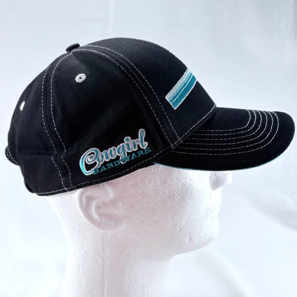 Cowgirl Hardware Black Embroidered Snapback Womens Baseball Cap Hat - Picture 3 of 8